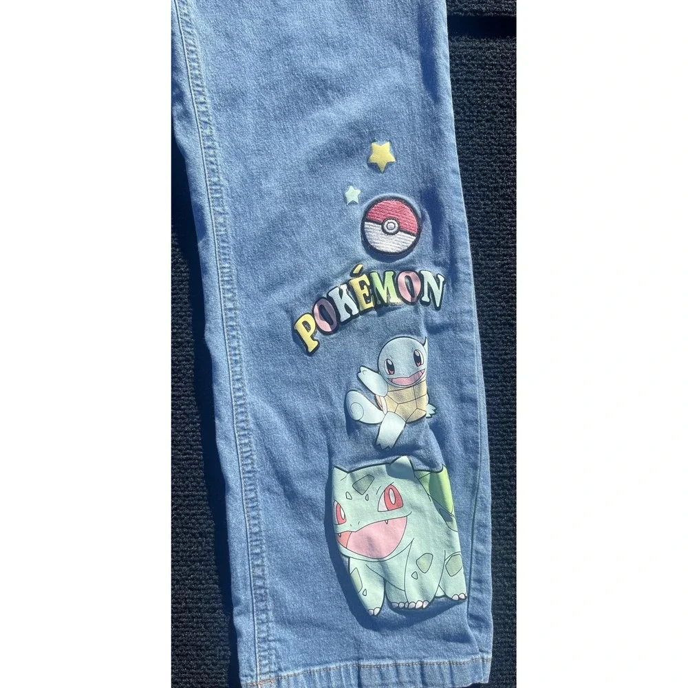 Pokemon Jeans Youth 14 Blue Denim Graphic Pikachu‎ Charmander Squirtle Bulbasaur